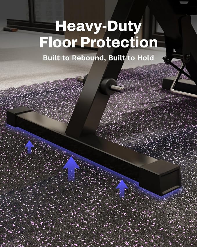 AIRHOP 0.56in Thick 144 Sq Ft Exercise Equipment Mats, 36 Tiles Upgraded Rubber Top with High Density EVA Foam, Large Interlocking Puzzle Gym Flooring for Home Gym, Heavy Weight Workout, 24 x 24in
