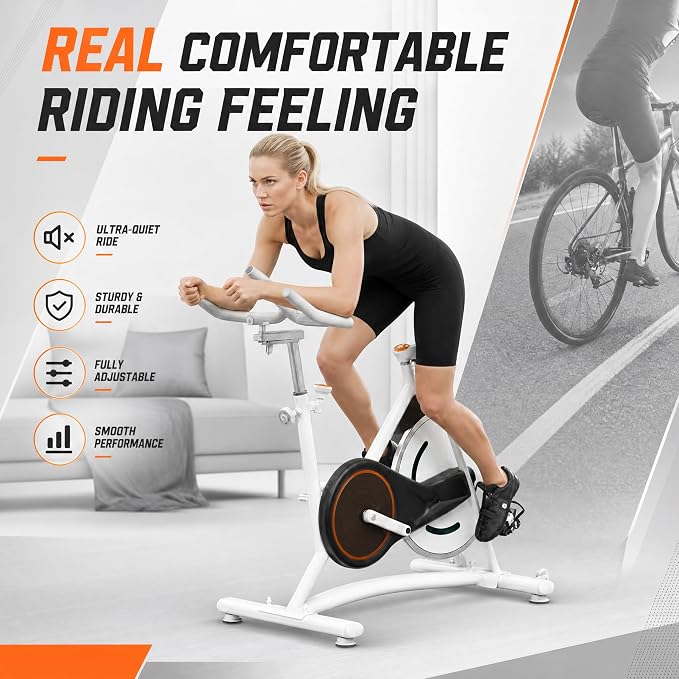HOELLL Exercise Bike Stationary Bikes for Home Compact Indoor Cycling Bike | with Tablet Mount, with Exclusive Heart Rate Sensor and APP Sync, with Continuously Variable Resistance, Black&White&Red