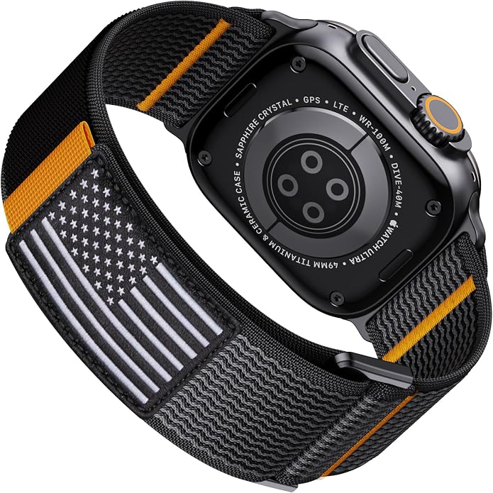 Nylon Sport Ultra 3 Watch Bands for Apple Watch/Ultra 2/1/Series 11/10/9/8/7/6/SE/5/4/3 Men iWatch Bands Men,Elastic Fabric Flag Wristbands Strap for Apple Watch Ultra 3/2/1 49mm 46mm 45mm 44mm 42mm 41mm 40mm 38mm