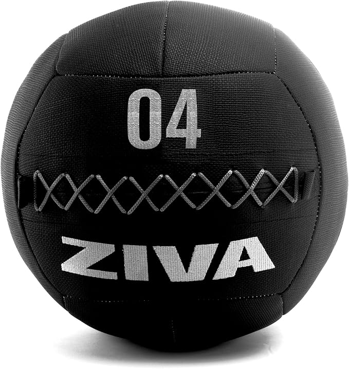 ZIVA ZVO Premium Soft Wall Ball - Elite Level, Commercial Grade Textured Synthetic Leather, Hard-Wearing Reinforced Stitching Weighted Medicine Slam for Strength Conditioning Workout - Avail 4-20lbs