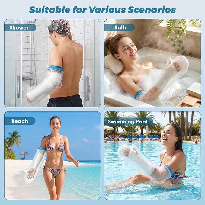 Waterproof Cast Covers for Shower Arm, Reusable Post Surgery Arm Protector | Soft Comfortable Shower Sleeve Cast Bag for Elbow Wrist Hand Finger Wound Care, Recovery Supplies Gifts
