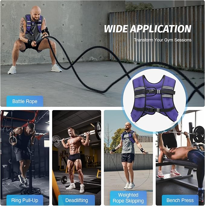ZELUS Weighted Vest, 6lb/8lb/12lb/16lb/20lb/25lb/30lb Weight Vest with Reflective Stripe for Workout, Strength Training, Running, Fitness, Muscle Building, Weight Loss, Weightlifting