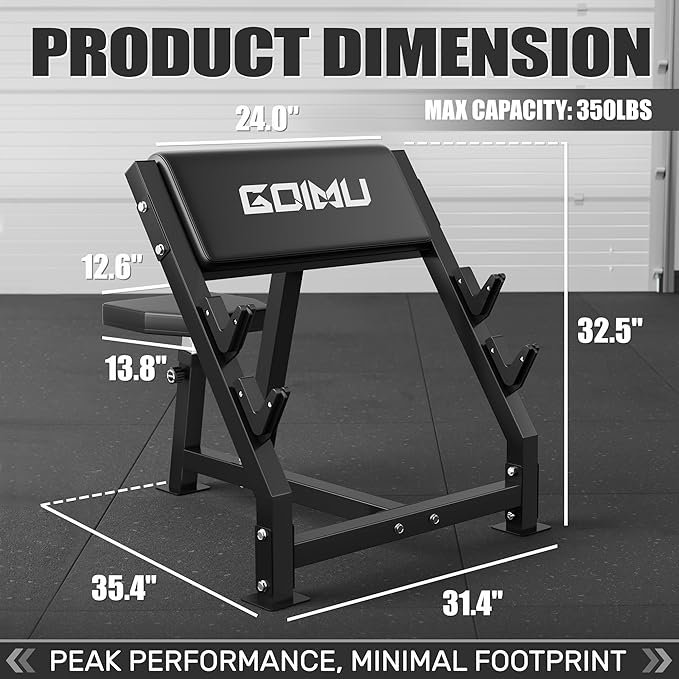 PC01 Preacher Curl Bench, Seated Arm Isolated Barbell Dumbbell Bicep Station, Adjustable Bicep Curl Machine with 2 Bar Holders for Home Gym