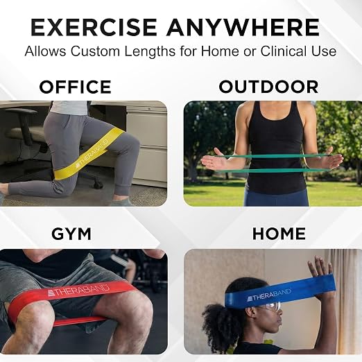 THERABAND Resistance Band Loop Set, 12", Exercise, Workout, Therapy | Resistance band for exercise, physical therapy and stretching, with progressive color-coded levels