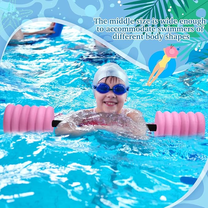 Soulchen Long Aquatic Exercise Dumbbells Pool Exercise Foam Water Weights Dumbbell Aquatic Pool Barbells with High Density EVA Foam for Swim Water Aerobics Workouts Loss