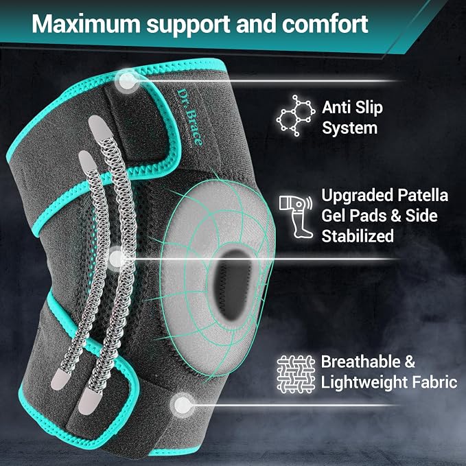 DR. BRACE ELITE Knee Brace with Side Stabilizers & Patella Gel Pads for Maximum Knee Pain Support and fast recovery for men and women-Please Check How To Size Video (Earth, XX-Large)
