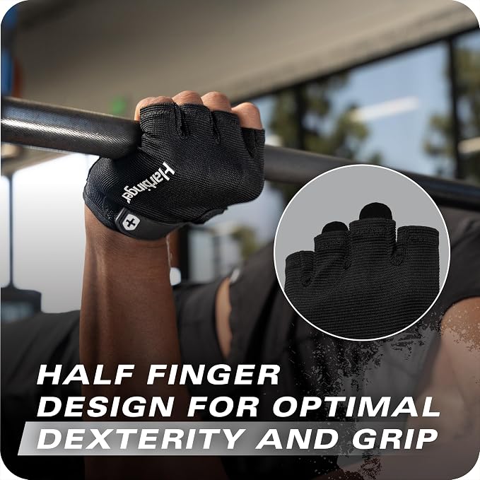 Power Gloves 3.0 - Durable Half Finger Weightlifting Gloves with Adjustable Wrist Closure, Breathable Leather Palm, Men's