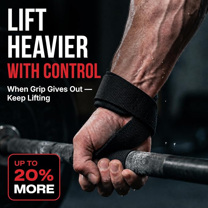 Rip Toned Lasso Lifting Straps for Weightlifting, 23¼" Padded | 1 Pair, cotton, non-latex neoprene. No break-in. Quick release. Deadlifts, rows, shrugs, pull-ups. Machine washable.