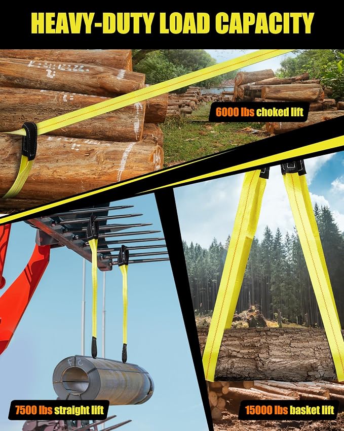 Lucky Straps 10' X 2" Twisted Eye Lifting Sling, 15000 Lbs Heavy Duty 4 Pack