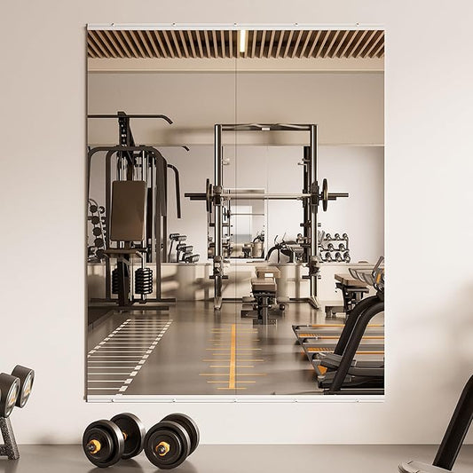 TETOTE Gym Mirrors for Home Gym Wall Large 60" x 24" - 2PCS Workout Exercise Fitness Mirror, Tempered Glass Frameless Full Length Mirror for Garage, Dance Studio, Yoga, Bedroom, Living Room