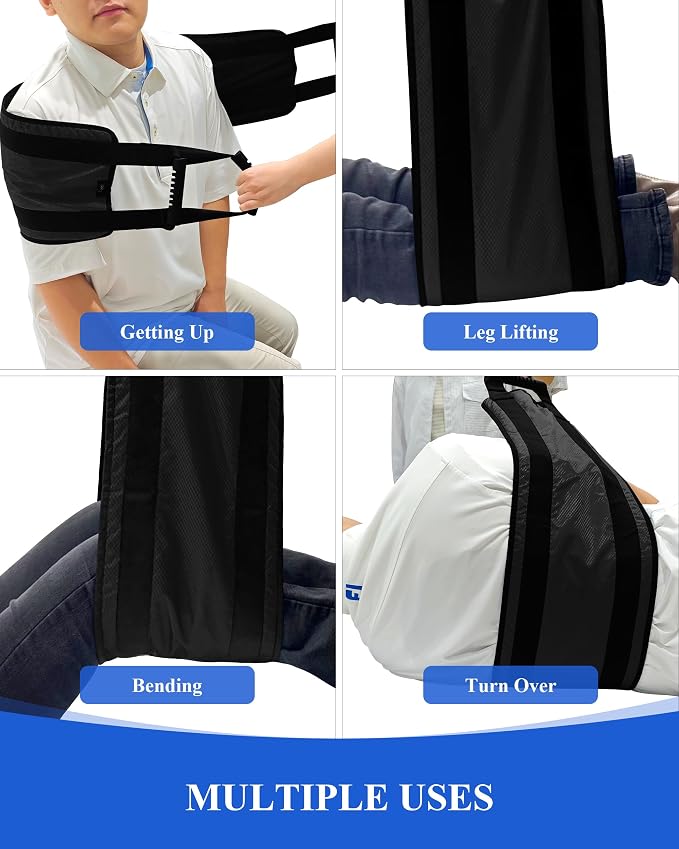 Transfer Sling Lift Assist Gait Belt for Seniors and Disabled | Lifting Strap, Black Mobility Aid, Home Hospital Nursing Care, Caregiver-assisted Transfers