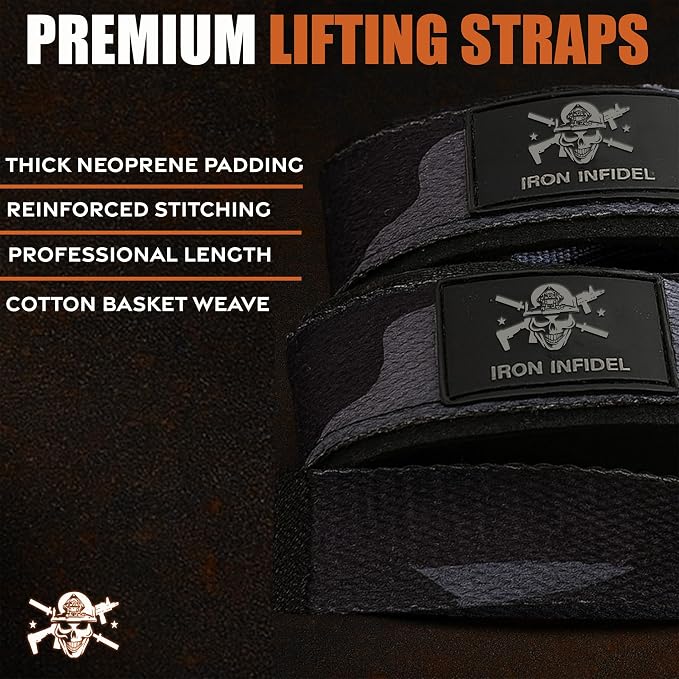 Iron Infidel Weight Lifting Straps - Wrist Straps for Weight Lifting, Deadlifting, Exercise, Crossfit, Strength Training, Olympic Lifts - Gym Straps for Grip Strength on Bar