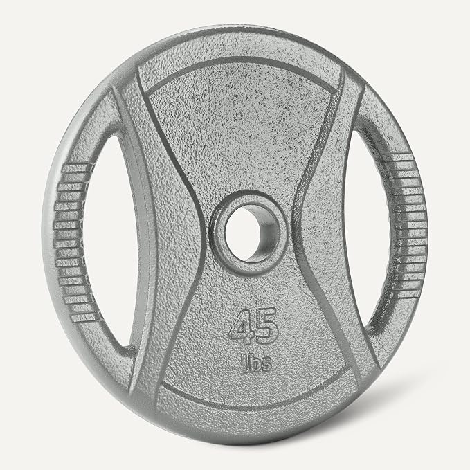 Amazon Basics 2-Inch Olympic Grip Weight Plates, Cast Iron, for Powerlifting, CrossFit & Strength Training
