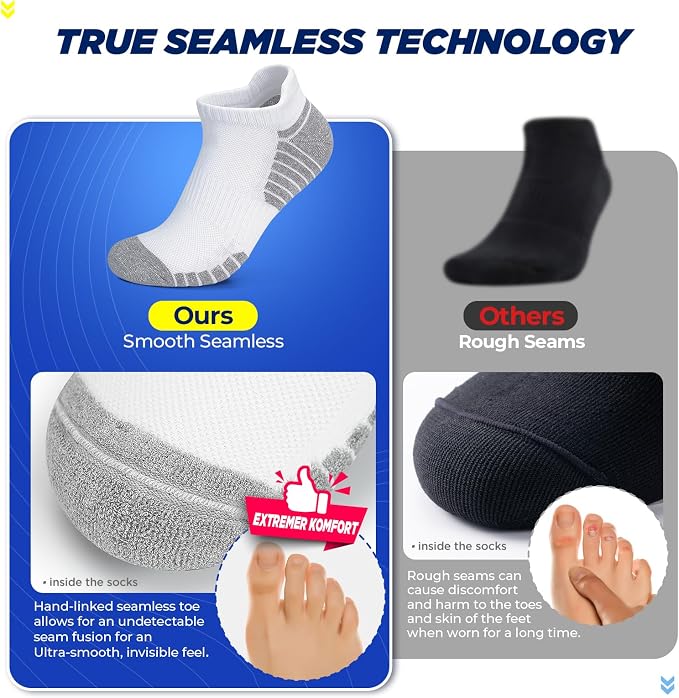 TANSTC Athletic Running Ankle Socks for Men Women, Cushioned Low Cut Sport Tab Socks, 6 Pack