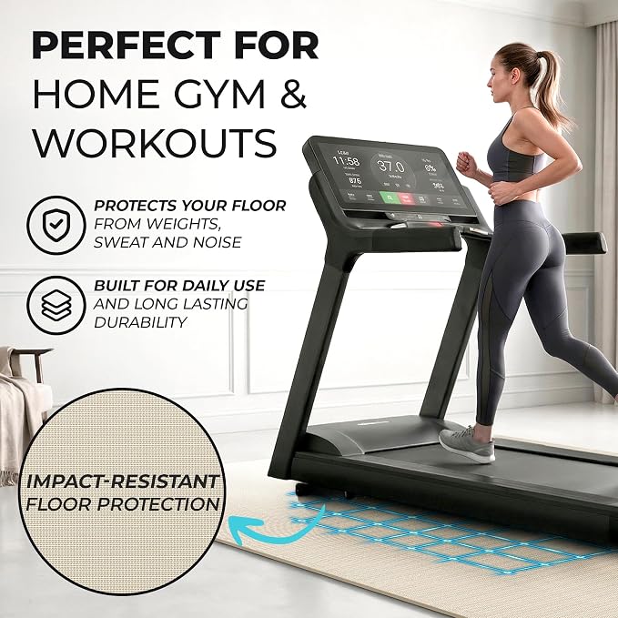 bemaxx Gym Mats Set - 12 pcs EVA Interlocking Foam Floor Tiles (24.4"x24.4"x0.4") 48 sqft Protective Gym Flooring Sports Home Workout Exercise Mats Puzzle Garage Fitness Play-Room Pool Treadmill Bike