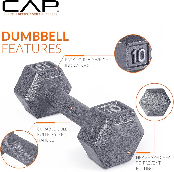 CAP Barbell Cast Iron Hex Dumbbell | Multiple Options