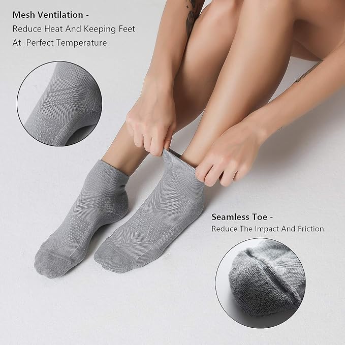 CS CELERSPORT 6 Pairs Women's Running Ankle Socks Athletic Sport Socks Cushioned