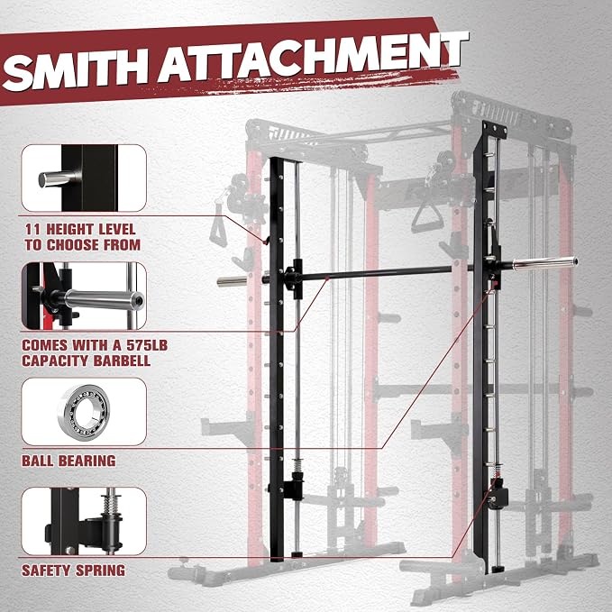RitFit M1 Pro Smith Machine Cable Crossover Power Cage Home Gym