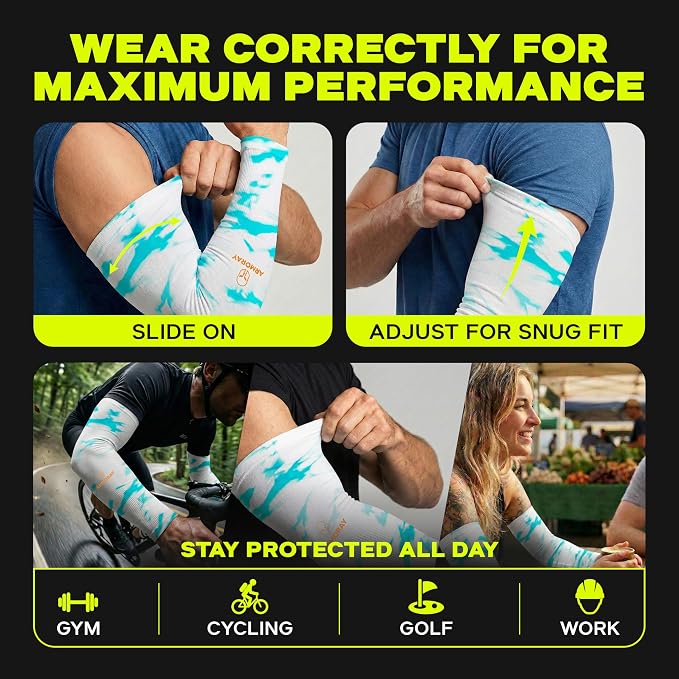 ARMORAY Arm Sleeves for Men and Women - UV Sun Protection Cooling Compression - Tattoo Cover Up Sleeve for Daily Wear & Work