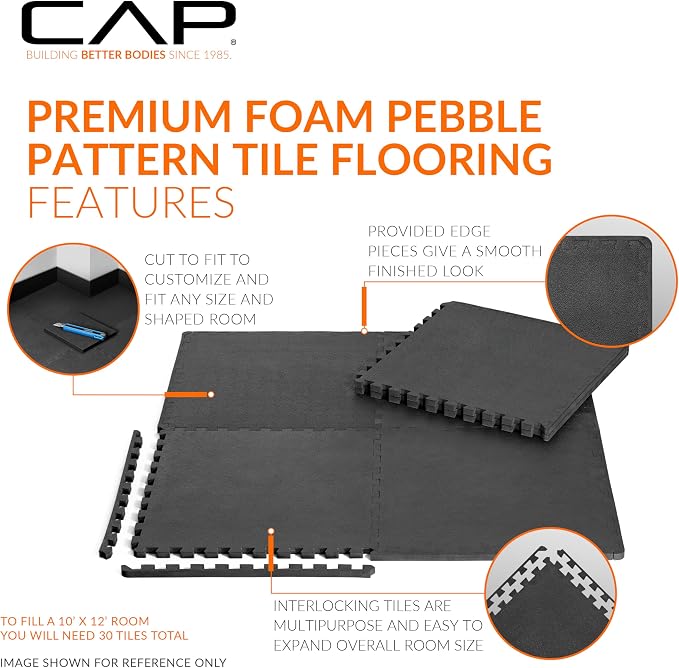 CAP Puzzle Exercise Mats | 3/4” Thick EVA Interlocking Foam Tiles for Home Gym Flooring | Multiple Options