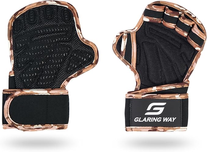 Gym Workout Gloves for Women and Men | Silicone grip fingerless, open back vents, neoprene, non-slip, palm, thumb protection for cross training, pull ups, cycling