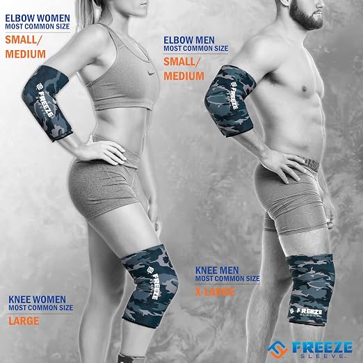FreezeSleeve Ice & Heat Therapy Sleeve- Reusable, Flexible Gel Hot/Cold Pack, 360 Coverage for Knee, Elbow, Ankle, Wrist- Blue Camo, Small/Medium