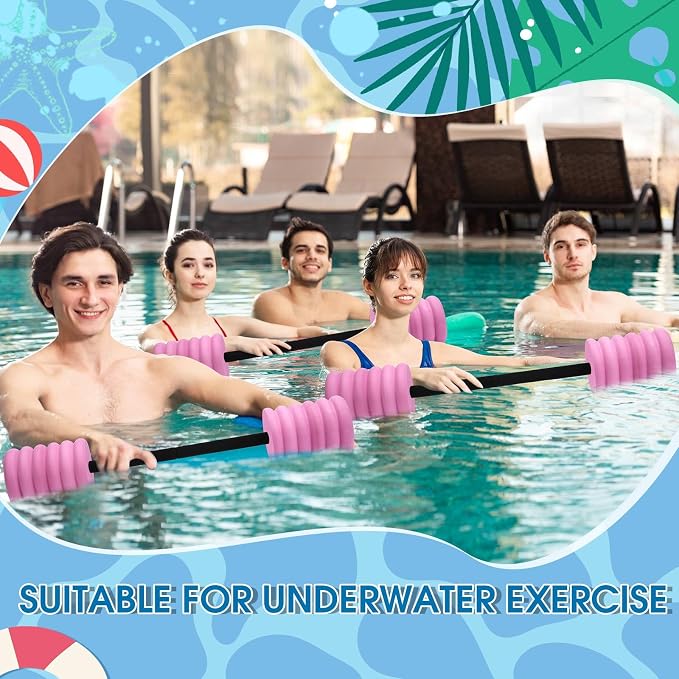 Soulchen Long Aquatic Exercise Dumbbells Pool Exercise Foam Water Weights Dumbbell Aquatic Pool Barbells with High Density EVA Foam for Swim Water Aerobics Workouts Loss