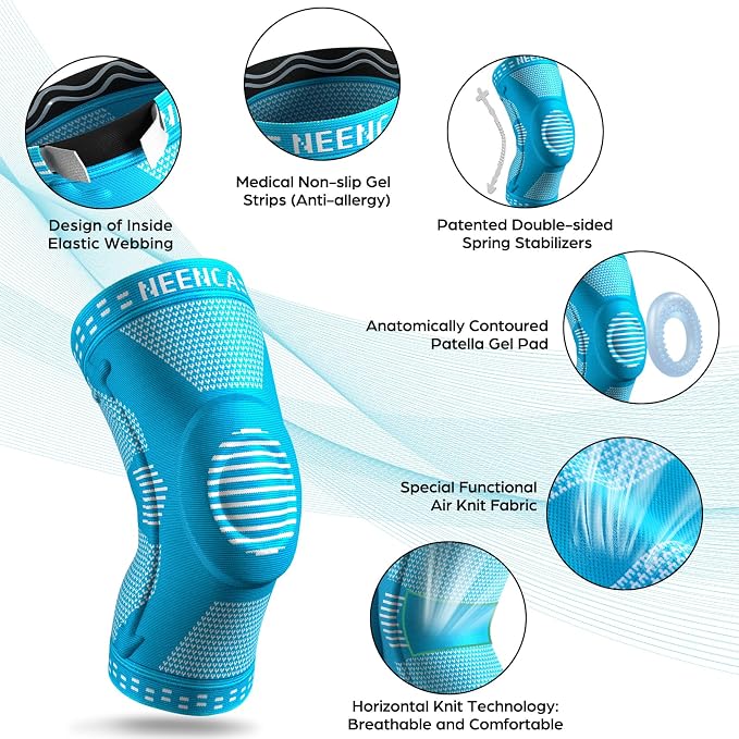 NEENCA Professional Knee Brace, Medical Knee Support for Women & Men Relief | Patented Patella Gel Pad & Side Stabilizers, Compression Sleeve for Knee Pain, Swelling, ACL, PCL, Arthritis, Sports, Workout