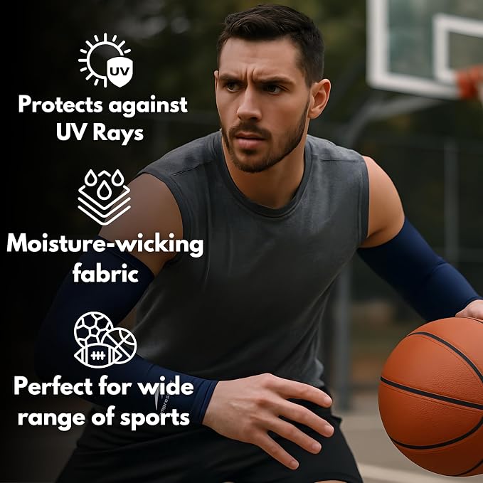 CompressionZ Compression Arm Sleeves for Men & Women| Cooling UV Sun Protection Elbow Pain Relief for All Sports and Recovery