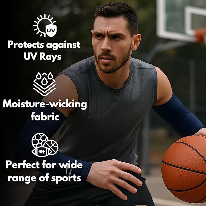 CompressionZ Compression Arm Sleeves for Men & Women| Cooling UV Sun Protection Elbow Pain Relief for All Sports and Recovery