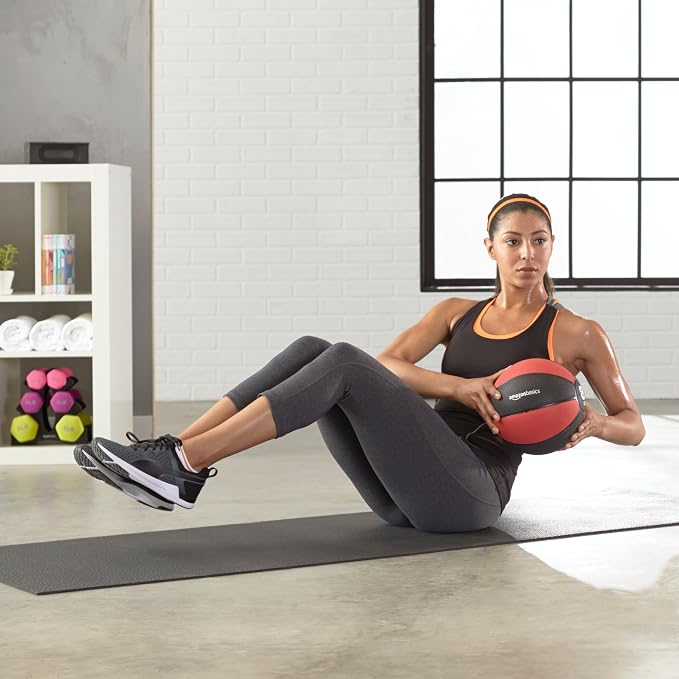 Amazon Basics Weighted Medicine Ball for Core Strength, Strength Training, Full-Body Workouts and Balance Exercises