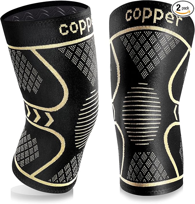 Copper Knee Braces for Women and Men 2 Pack, Knee Compression Sleeve for Knee Pain, Arthritis,ACL, Meniscus Tear, Joint Pain Relief, Knee Support for Running, Working Out, Fitness, Weightlifting-XL