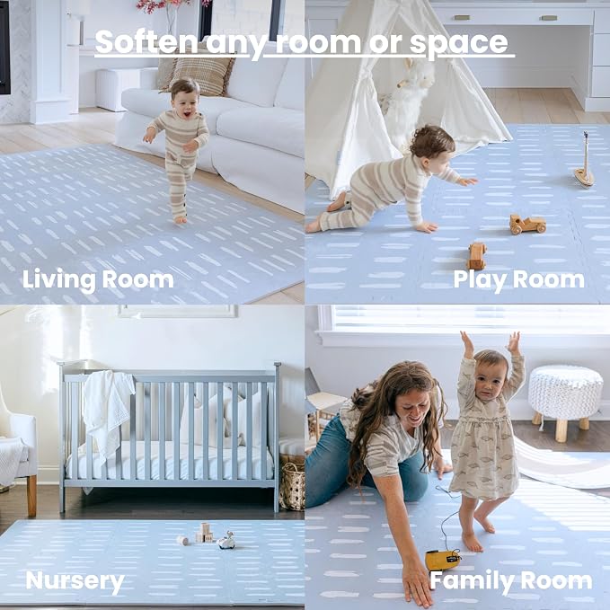 Little Landings Baby Play Mat for Floor - Shoreline (4x6ft) - Premium EVA Foam Play Mat for Babies & Toddlers (Ages 0-5+) Non-Toxic Playmat for Tummy Time, Crawling & Playroom - Stylish & Comfortable