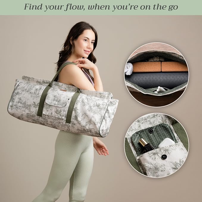 Maison d' Hermine Yoga Mat Duffle Bag Gym Tote Yoga Mat Carry Bag | Cylindrical bag for Woman Men Gifts Adjustable shoulder straps with Drawstring Water Bottle Pocket and zipper pocket