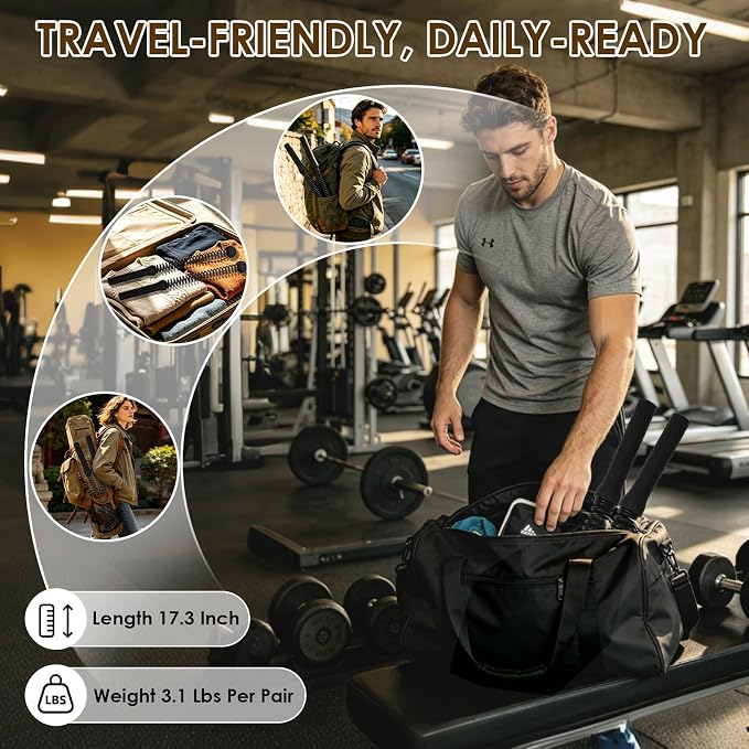 Ropeless Battle Ropes, 2-in-1 Weighted Cordless Ropes for Home Gym, Black | Portable design for strength building, HIIT & low-impact cardio. Versatile exercise equipment for men & women