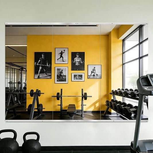 Home Gym Mirror for Wall, 50"x25"x3PCS, Workout Mirrors for Home Gym | Large Frameless Tempered Glass, Full Length Boyd Mirror for Garage, Yoga Room, Dance Studio, Bedroom, Wall Mounted