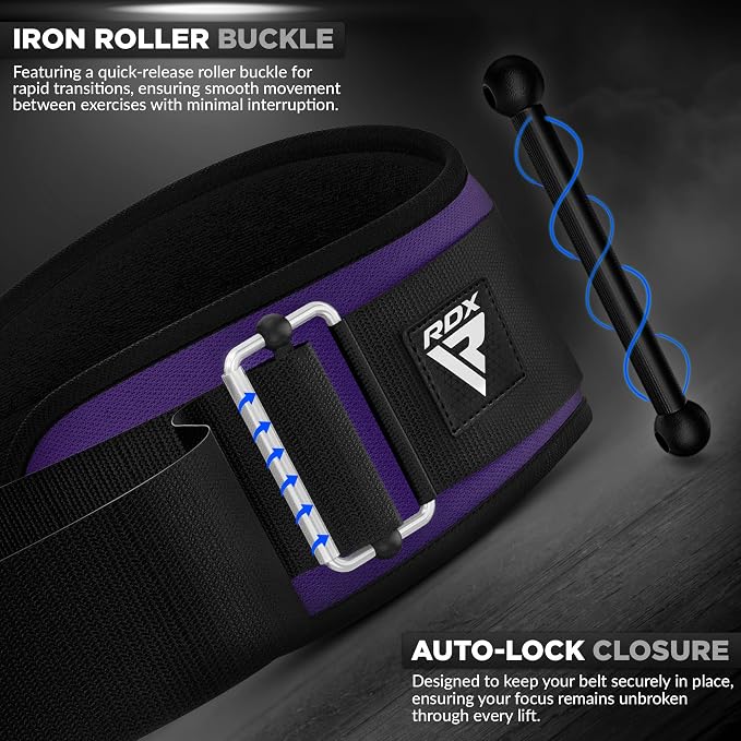 RDX Weight Lifting Belt AUTO LOCK, 6.5” Padded Back Support, Men Women Gym Fitness Strength Training, Bodybuilding Powerlifting Weightlifting Workout, Deadlift Squat, Pro Exercise Equipment
