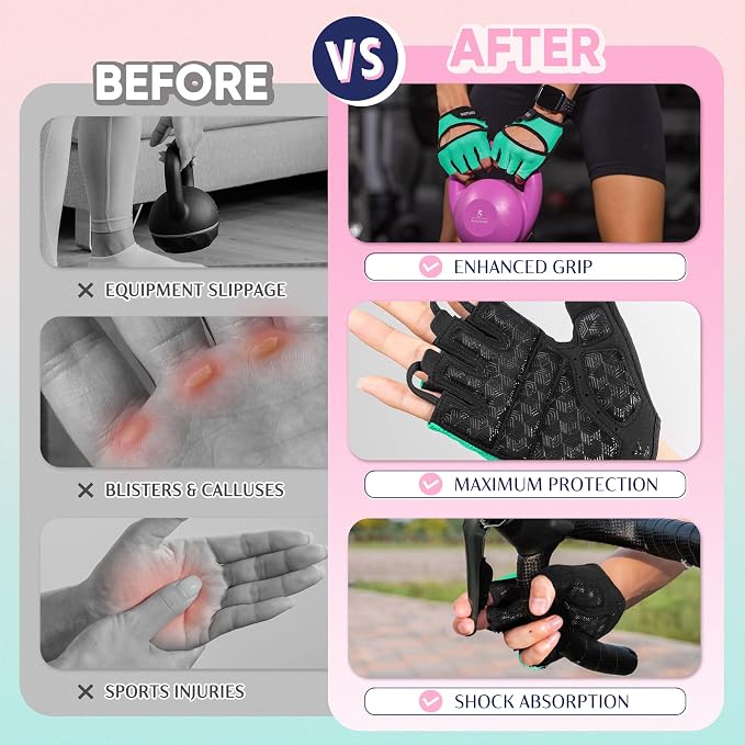 SIMARI Workout Gym Gloves for Men Women, Weight Lifting Gloves with Wrist Wrap Support, SBR Pad Grip for Full Palm Protection, for Exercise, Fitness, Dumbbells, Barbell, Climbing, Fingerless