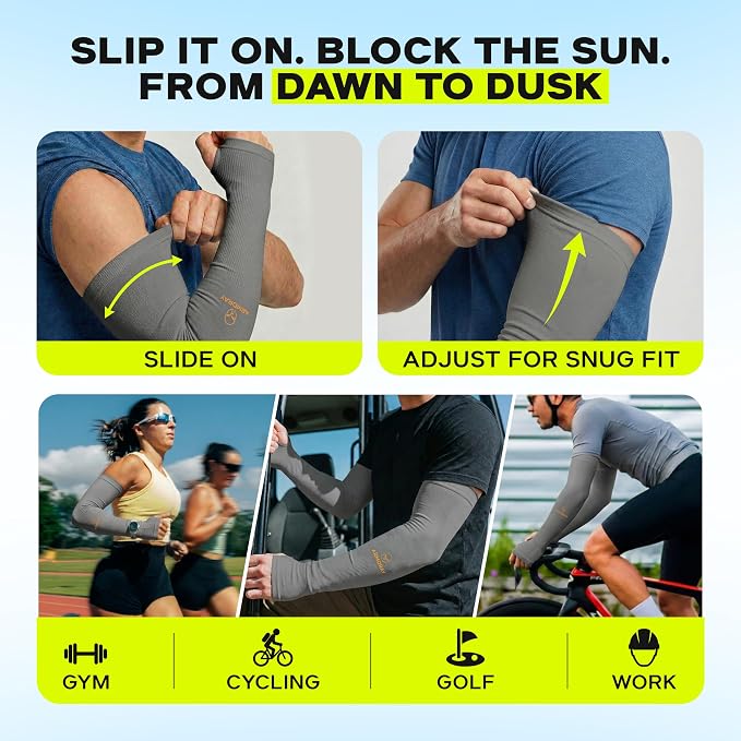 ARMORAY Arm Sleeves for Men and Women - UV Sun Protection Cooling Compression - Tattoo Cover Up Sleeve for Daily Wear & Work