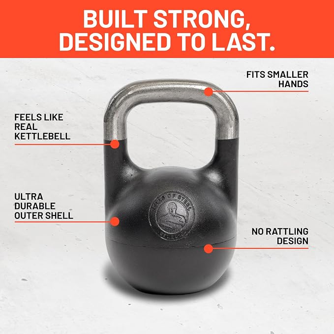 Adjustable Kettlebell 6-12kg [Bells of Steel] Kettle Bell Weight Set, Steel Shell, Internally-Loaded for Full Body Workouts, Competition Standard, 35mm Handle