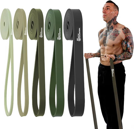 Gym Salvation 41-inch Loop Resistance Bands Set, 5 Pull Up Assist Bands for Strength Training & Working Out, Long Exercise Bands for Powerlifting, Mobility & Home Gym with Carry Bag