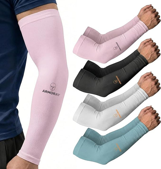 ARMORAY Arm Sleeves for Men and Women - UV Sun Protection Cooling Compression - Tattoo Cover Up Sleeve for Daily Wear & Work