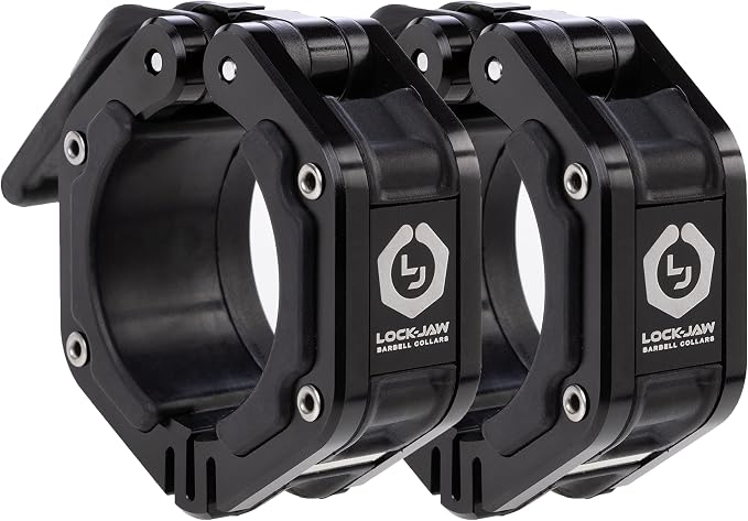 Lock-Jaw Flex Barbell Collars Olympic Barbell Clamps w/Magnet 2 Pcs – Heavy Duty Bar Clamps for 2” & 50mm Olympic Bars – Secure Weight Bar Clamps for Strength Training & Home Gym Accessories