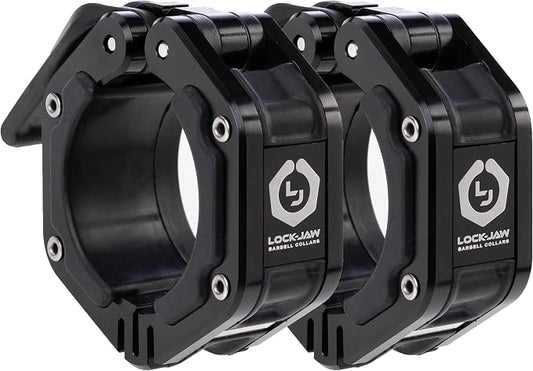 Lock-Jaw Flex Barbell Collars Olympic Barbell Clamps w/Magnet 2 Pcs – Heavy Duty Bar Clamps for 2” & 50mm Olympic Bars – Secure Weight Bar Clamps for Strength Training & Home Gym Accessories