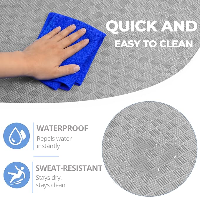 HulkFit Puzzle Exercise Mat, 1 Inch EVA Interlocking Foam Floor Tiles Workout Mat for Home Gym Equipment, MMA, Gymnastics, Shock-Absorbing Workout Mat for Garage Flooring and Apartments, 6 Tiles