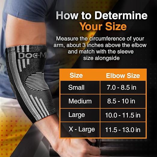 Doc Miller Elbow Compression Sleeves for Tendonitis, Women & Men, 1 Pair | Compression support, Arm Brace, Tennis Injuries, Bursitis Relief, Tendon Care, Active Use, Sports & Recovery