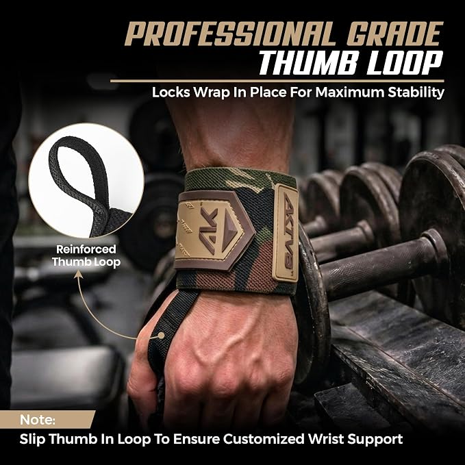 AKTV8 Wrist Wraps for Weightlifting, 18"&24" Heavy Duty Stiff Wrist Support | 3inch Wide Firm Elastic, Reinforced Thumb Loop, Built for Heavy Bench Press, Overhead Press, Powerlifting & Strength Training