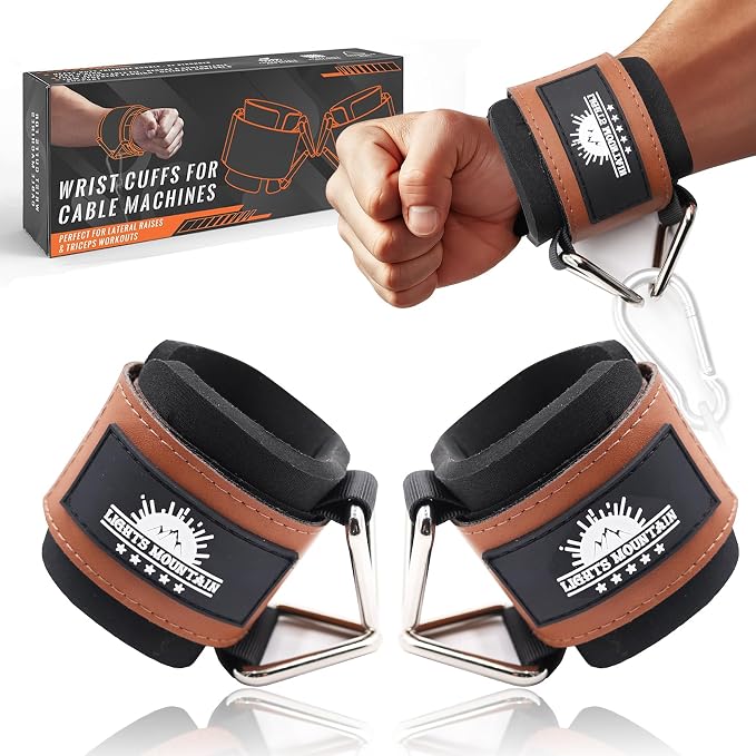 Wrist Cuffs for Cable Machines – Padded & Adjustable Straps for Lateral Raises, Tricep Pushdowns & Strength Training