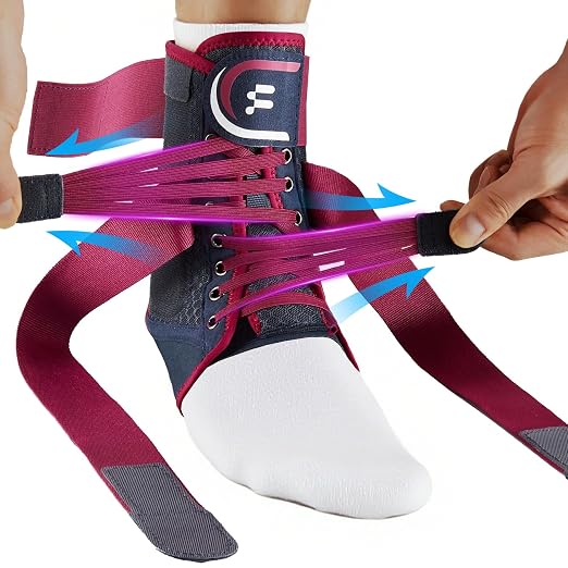 Ankle Brace for Men Women with Removable Side Splints Figure 8 Strap | Quick Lace-Up Adjustment, Sprain Recovery Support, Achilles Tendon Relief, Sports Stability for Basketball & Running