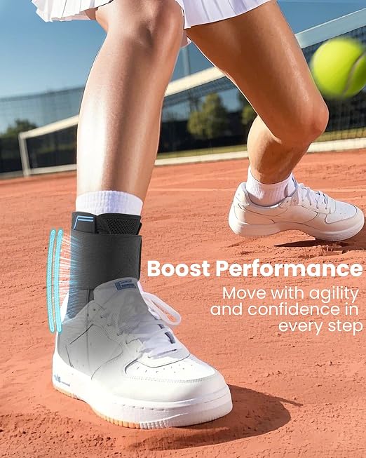 Ankle Brace for Women & Men, Hook-and-Loop Straps, 4 Support Bars,XL | Breathable fabric, removable support bars, adjustable compression, Achilles support, ankle sprain recovery, soccer, running